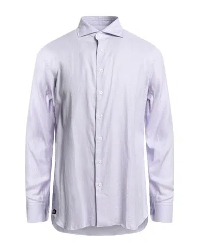 Lardini Man Shirt Lilac Size 17 Linen In Purple