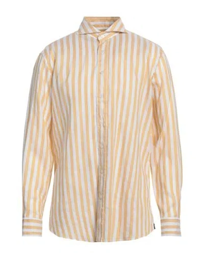 Lardini Man Shirt Marigold Size 17 Linen In Yellow