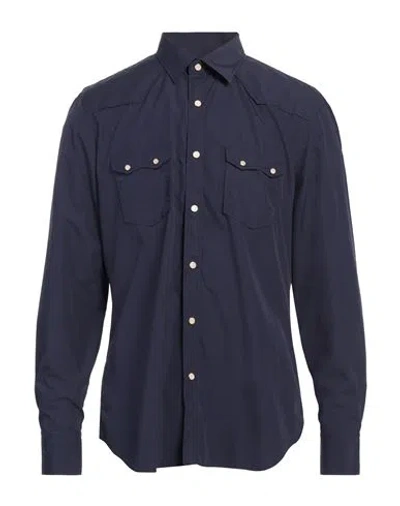 Lardini Man Shirt Midnight Blue Size 17 ½ Cotton