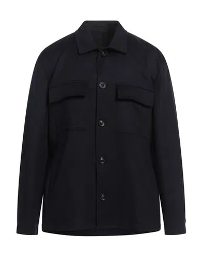Lardini Man Shirt Midnight Blue Size L Wool, Cashmere In Black