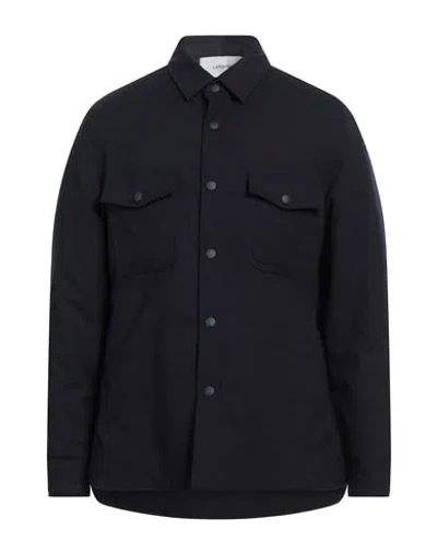 Lardini Man Shirt Midnight Blue Size M Polyester, Viscose, Elastane