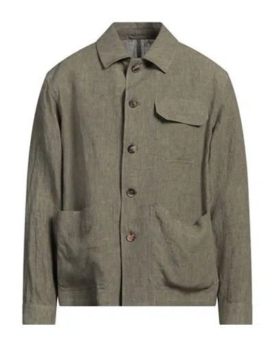 Lardini Man Shirt Military Green Size Xl Linen