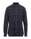Lardini Man Shirt Navy Size 15 ¾ Cotton, Tencel In Navy Blue