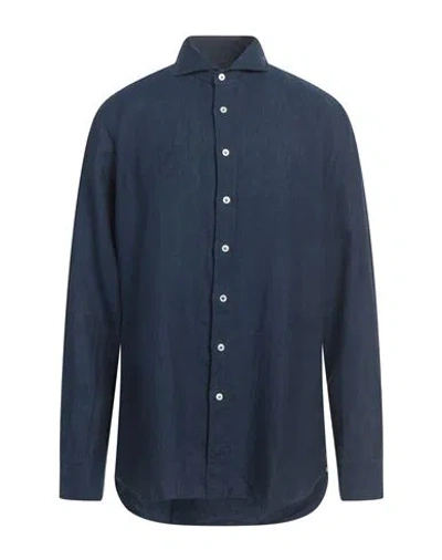 Lardini Man Shirt Navy Size 17 ½ Linen