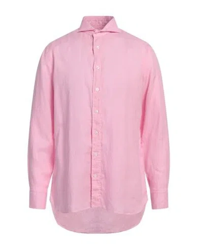 Lardini Man Shirt Pink Size 17 Linen