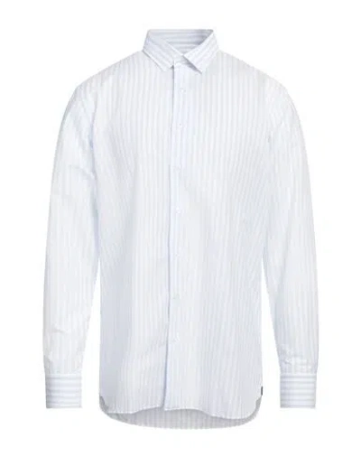 Lardini Man Shirt Sky Blue Size 16 Cotton, Linen In White