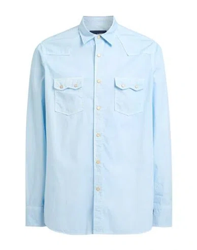 Lardini Man Shirt Sky Blue Size 17 Cotton