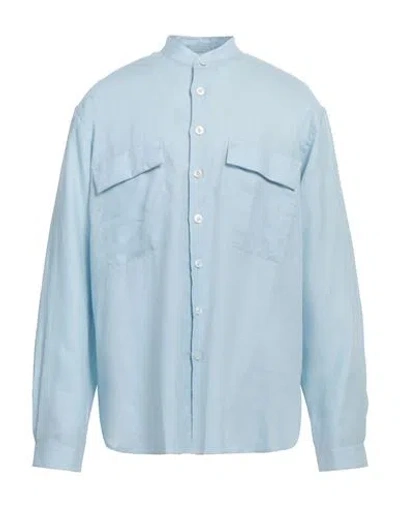 Lardini Man Shirt Sky Blue Size Xl Linen