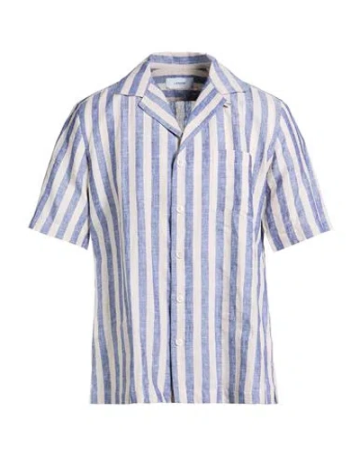 Lardini Man Shirt Slate Blue Size M Linen
