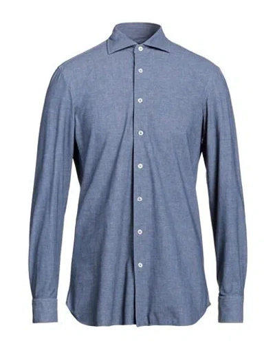 Lardini Man Shirt Slate Blue Size Xl Nylon, Elastane