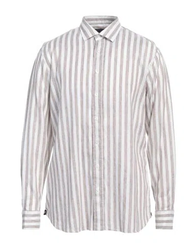 Lardini Man Shirt Taupe Size 17 Linen In Gray