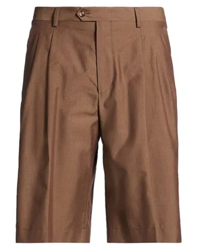 Lardini Man Shorts & Bermuda Shorts Brown Size 34 Wool, Cotton
