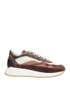 Lardini Man Sneakers Dark Brown Size 12 Leather, Textile Fibers In Brown