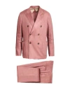 Lardini Man Suit Antique Rose Size 44 Linen, Viscose, Elastane In Brown