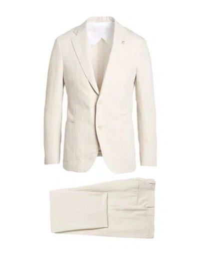 Lardini Man Suit Beige Size 40 Cotton, Linen
