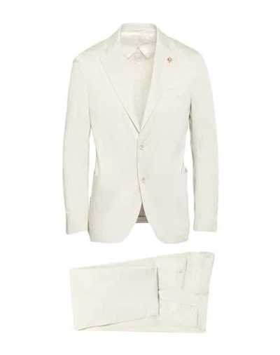 Lardini Man Suit Beige Size 42 Cotton, Elastane In White