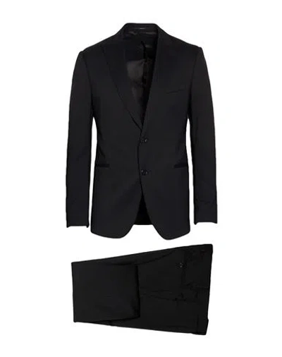 Lardini Man Suit Black Size 38 Virgin Wool, Elastane