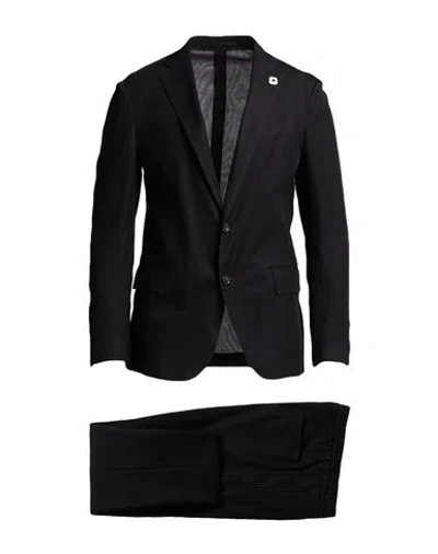 Lardini Man Suit Black Size 40 Cotton, Polyamide