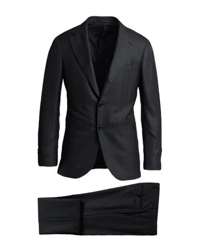 Lardini Man Suit Black Size 40 Wool