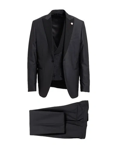 Lardini Man Suit Black Size 40 Wool, Silk, Superkid Mohair, Elastane