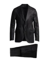 Lardini Man Suit Black Size 42 Linen, Viscose, Elastane