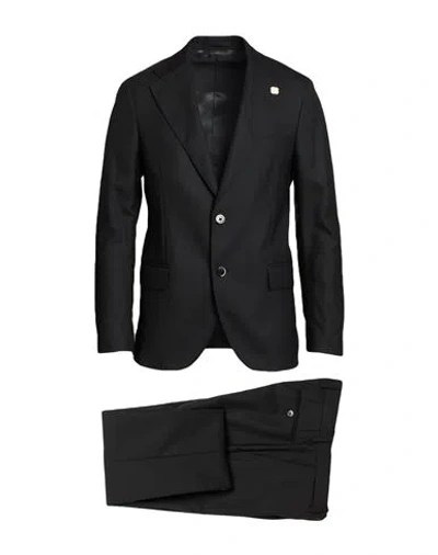 Lardini Man Suit Black Size 38 Polyester, Wool