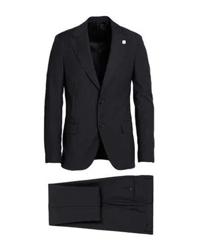 Lardini Man Suit Black Size 42 Wool