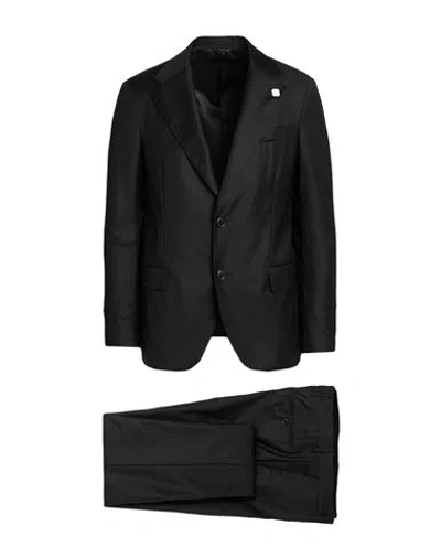 Lardini Man Suit Black Size 42 Wool