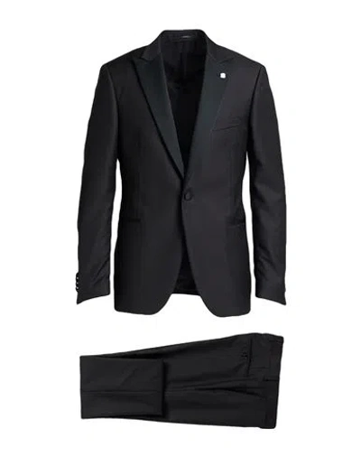 Lardini Man Suit Black Size 42 Wool, Mohair Wool, Silk
