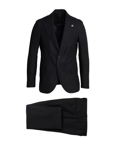 Lardini Man Suit Black Size 44 Linen