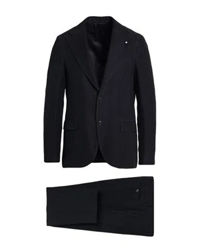 Lardini Man Suit Black Size 44 Linen