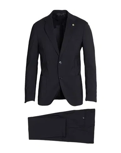 Lardini Man Suit Black Size 44 Polyester, Virgin Wool, Elastane