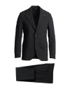Lardini Man Suit Black Size 44 Polyester, Wool, Elastane In Black