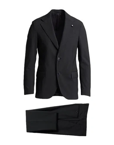 Lardini Man Suit Black Size 44 Polyester, Wool, Elastane