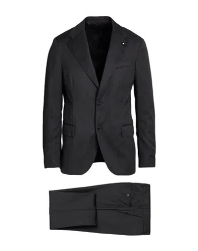 Lardini Man Suit Black Size 44 Wool