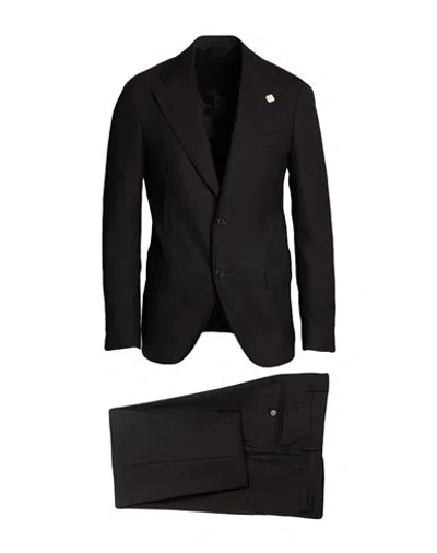 LARDINI LARDINI MAN SUIT BLACK SIZE 44 WOOL, ELASTANE