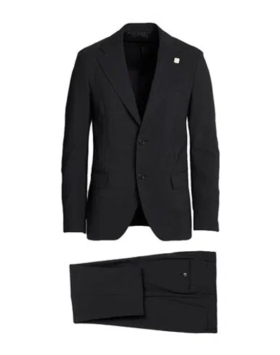 Lardini Man Suit Black Size 44 Wool, Polyester, Elastane