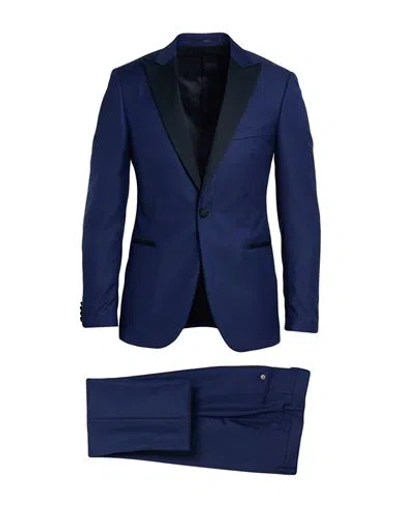 Lardini Man Suit Blue Size 36 Wool, Mohair Wool, Silk
