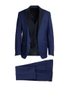 Lardini Man Suit Blue Size 40 Wool, Mohair Wool, Silk