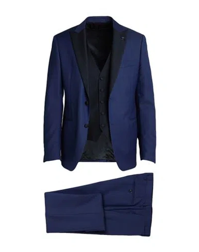 Lardini Man Suit Blue Size 40 Wool, Mohair Wool, Silk