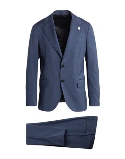Lardini Man Suit Blue Size 46 Wool