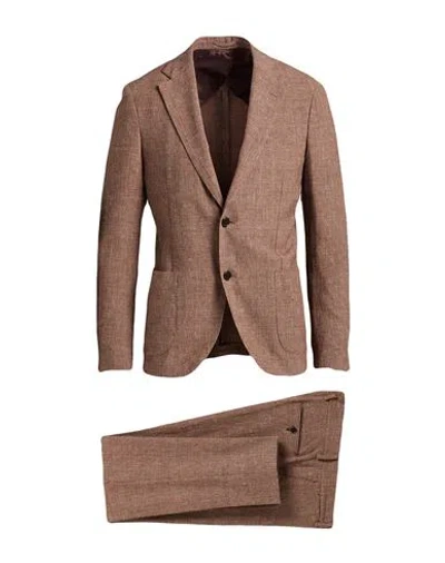 Lardini Man Suit Brown Size 42 Wool, Linen, Elastane