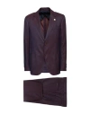 Lardini Man Suit Burgundy Size 44 Wool, Silk In Red
