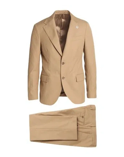 Lardini Man Suit Camel Size 44 Polyester, Cotton In Beige