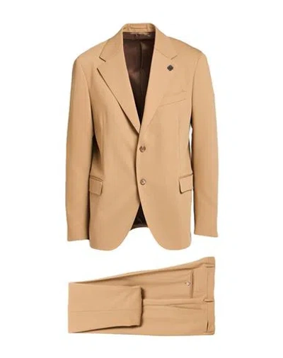 Lardini Man Suit Camel Size 44 Virgin Wool In Brown