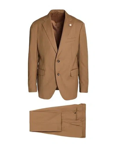 Lardini Man Suit Camel Size 46 Wool, Polyester, Lyocell In Sand