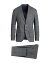Lardini Man Suit Charcoal Size 42 Cotton, Wool In Gray