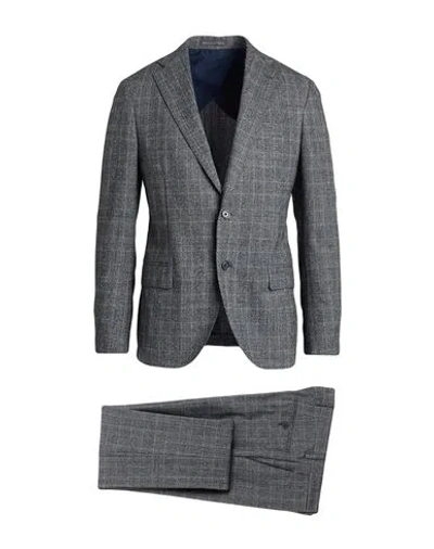Lardini Man Suit Charcoal Size 42 Cotton, Wool In Gray