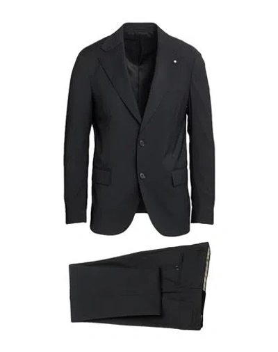 Lardini Man Suit Charcoal Size 42 Recycled Polyester, Wool, Elastane In Gray
