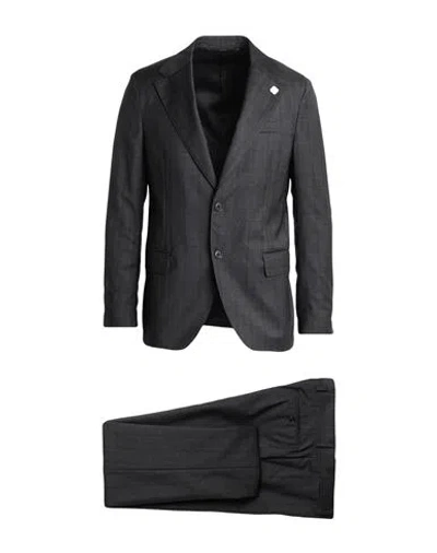 Lardini Man Suit Charcoal Size 42 Wool